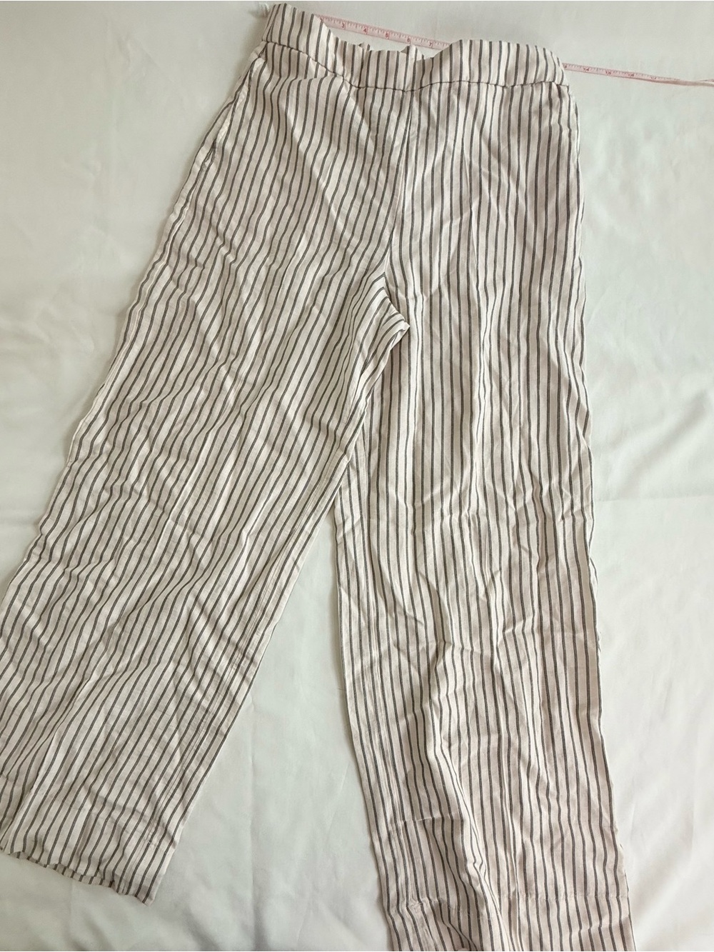 H&M Cream Pants with Black Vertical Stripes